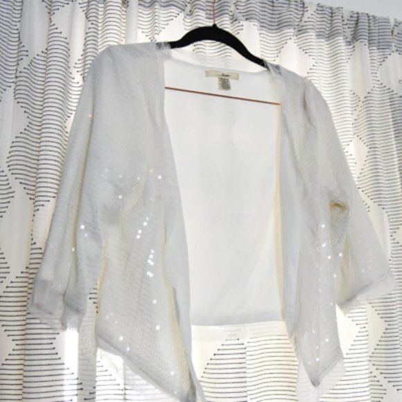white sequin cardigan